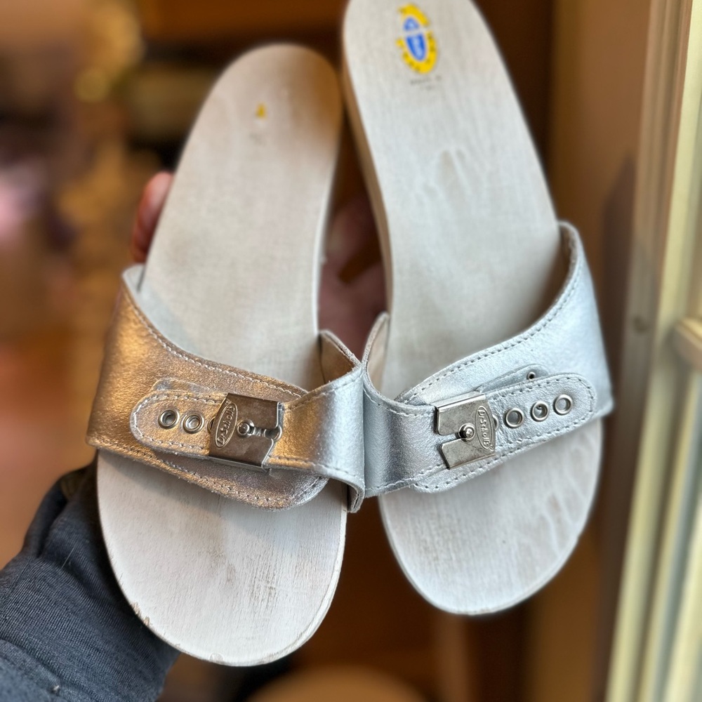 Dr. Scholl's Metallic Slide Sandals